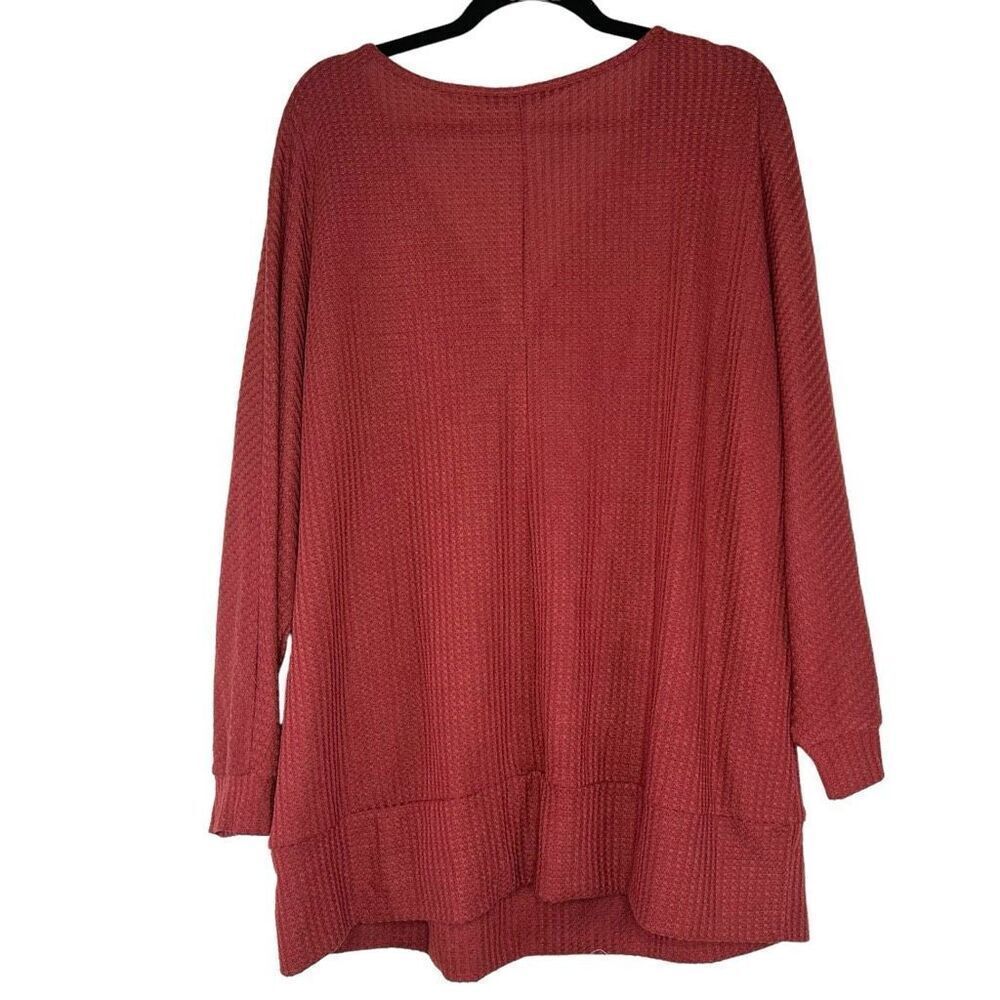 NEW Bloomchic Solid Waffle Knit Wrap Long Sleeve T-shirt Russet 3X - Picture 7 of 9